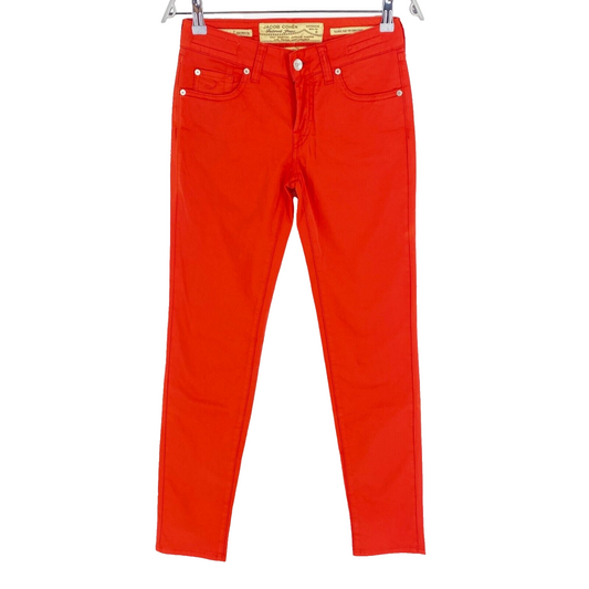 JACOB COHEN Women PW711 Red Orange Slim Fit Skinny Jeans Trousers W25 L32