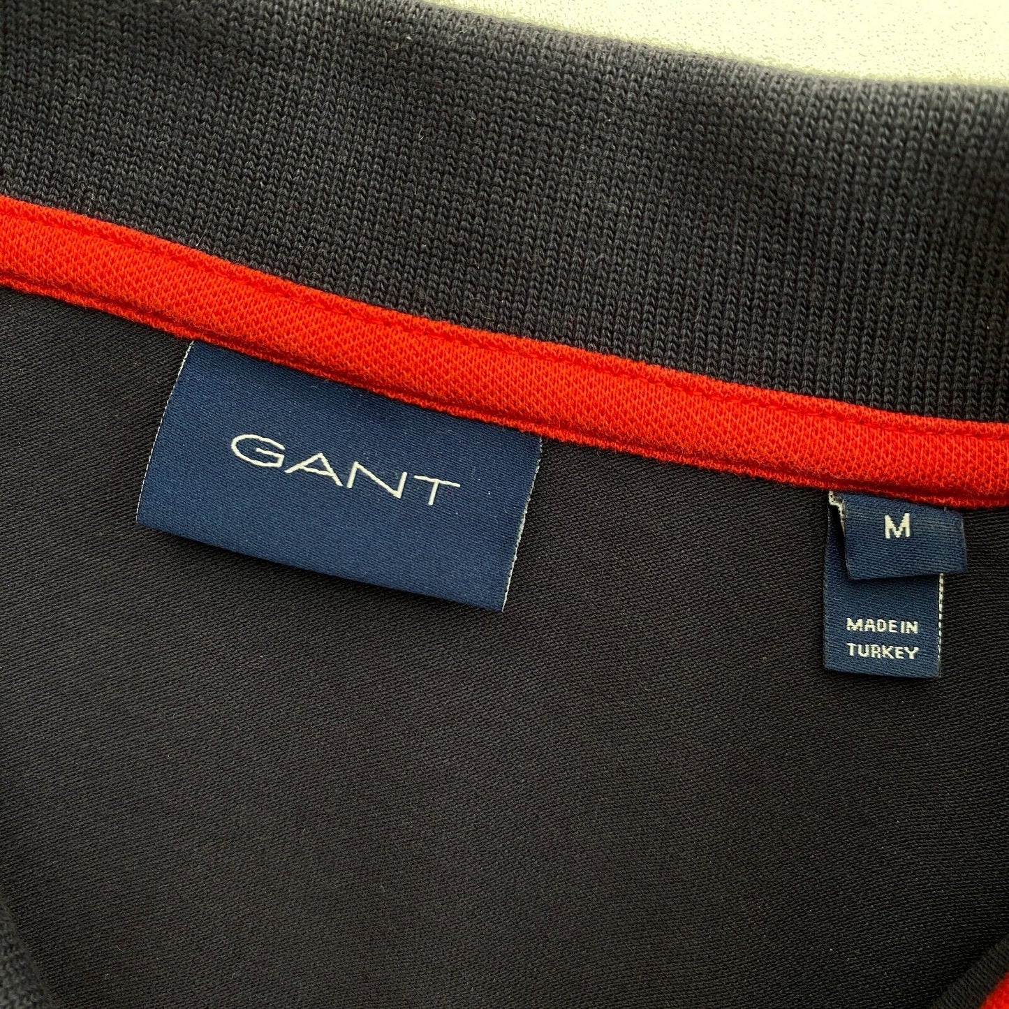 GANT Navy Blue Contrast Collar Pique Rugger Polo Shirt Size M