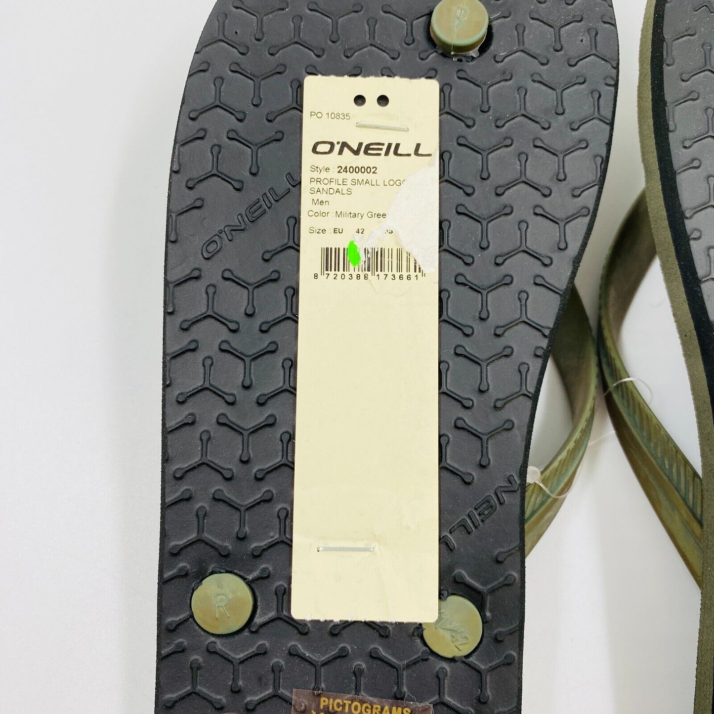 O'NEILL Dark Green Mens Beach Sandals Flip-Flops Size EU 42 UK 8 US 9