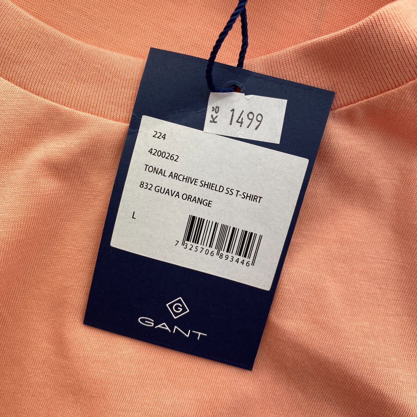 GANT Light Orange Tonal Archive Shield Crew Neck T Shirt Size L