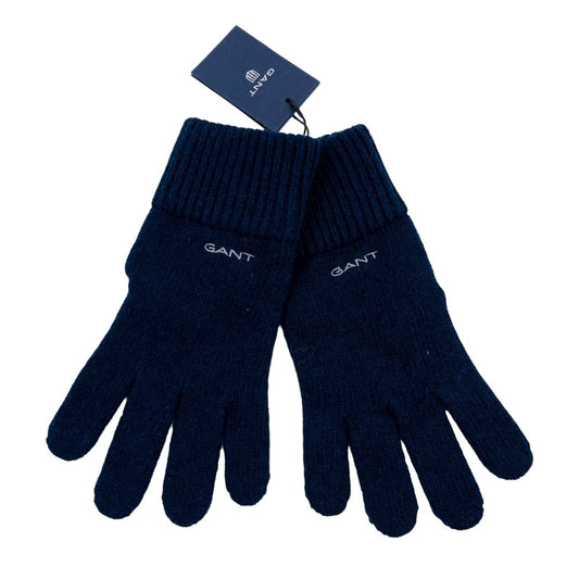 GANT Ladies Navy Blue Wool Blend Warm Knit Gloves One Size