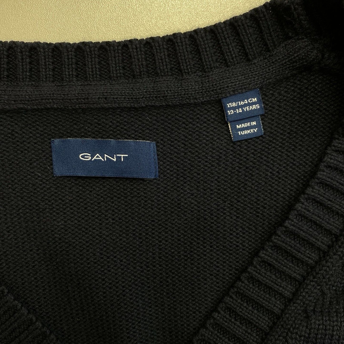 GANT Navy Blue V Neck Cotton Cardigan Sweater Size 13 - 14 Years 158/164 cm