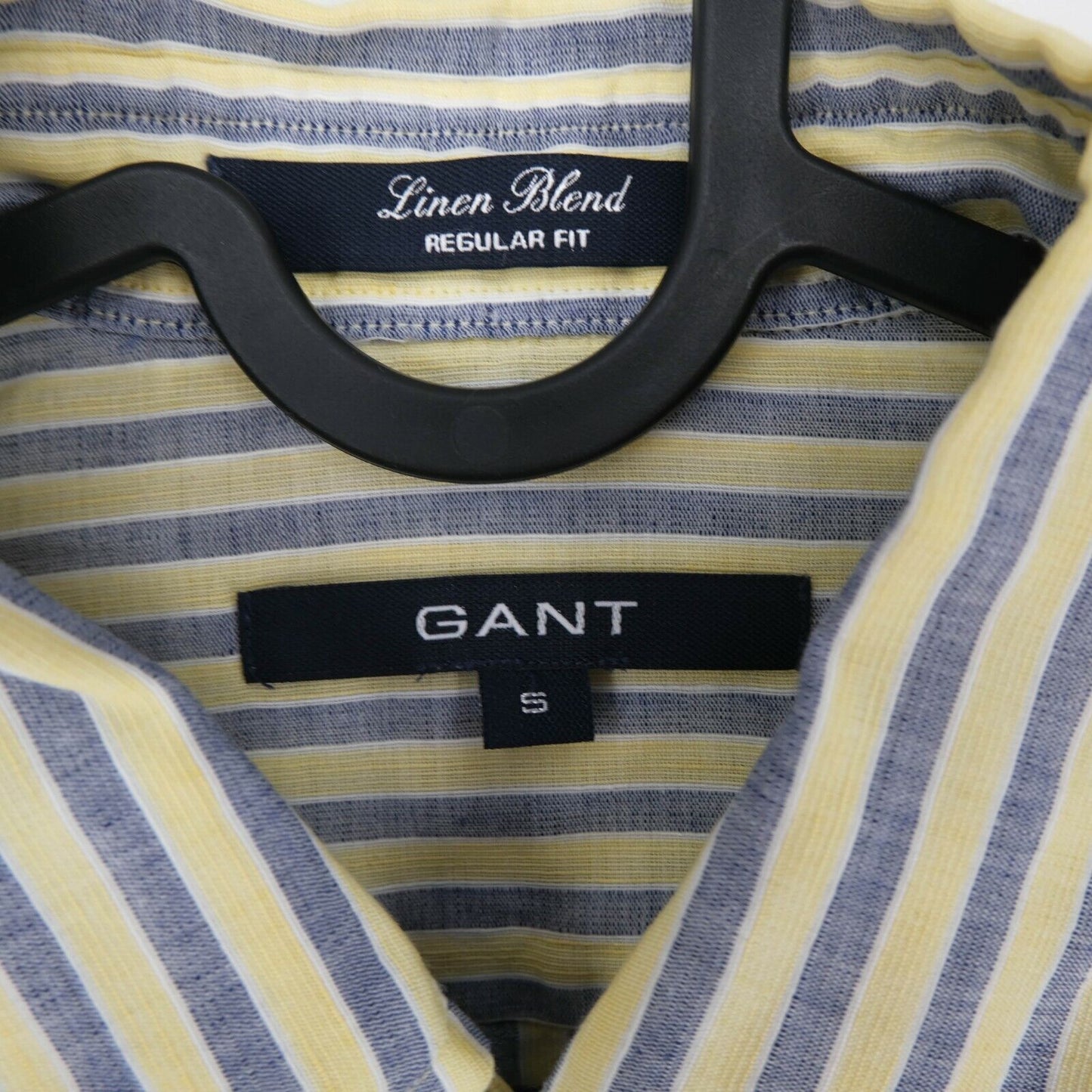 GANT Yellow Stripe Linen Blend Regular Fit Shirt Size S