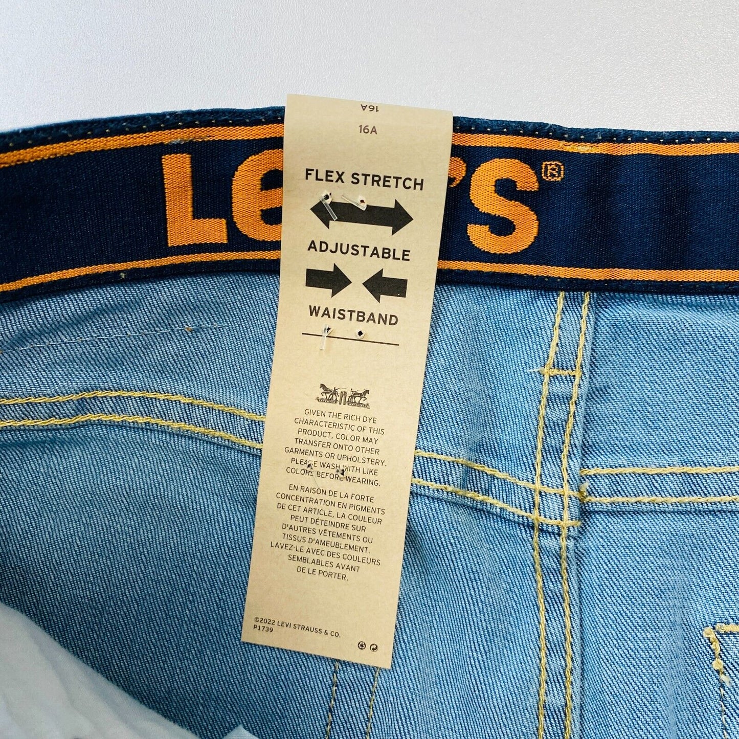 Levi's 510 Boys Blue Stretch Skinny Fit Adjustable Waist Jeans 16 Years 176 cm