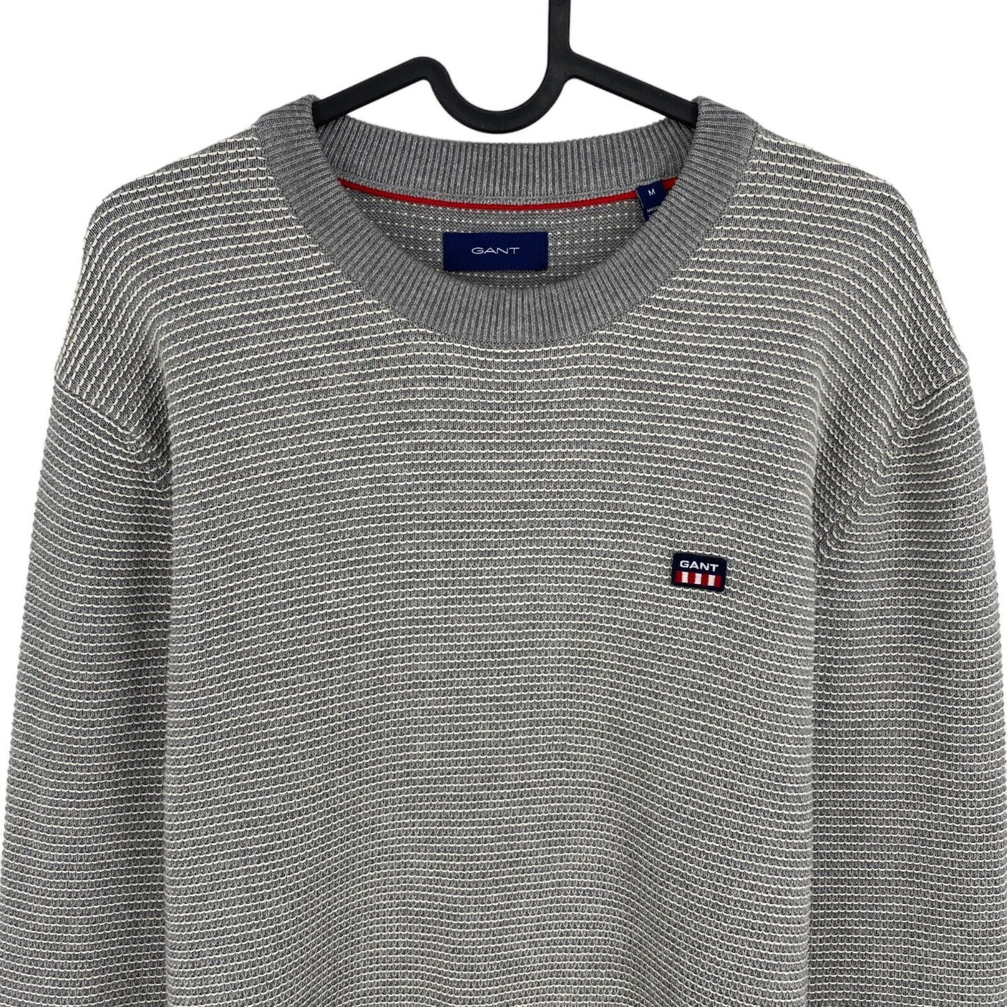 GANT Pullover mit Rundhalsausschnitt, leichte Textur, Grau, Größe M