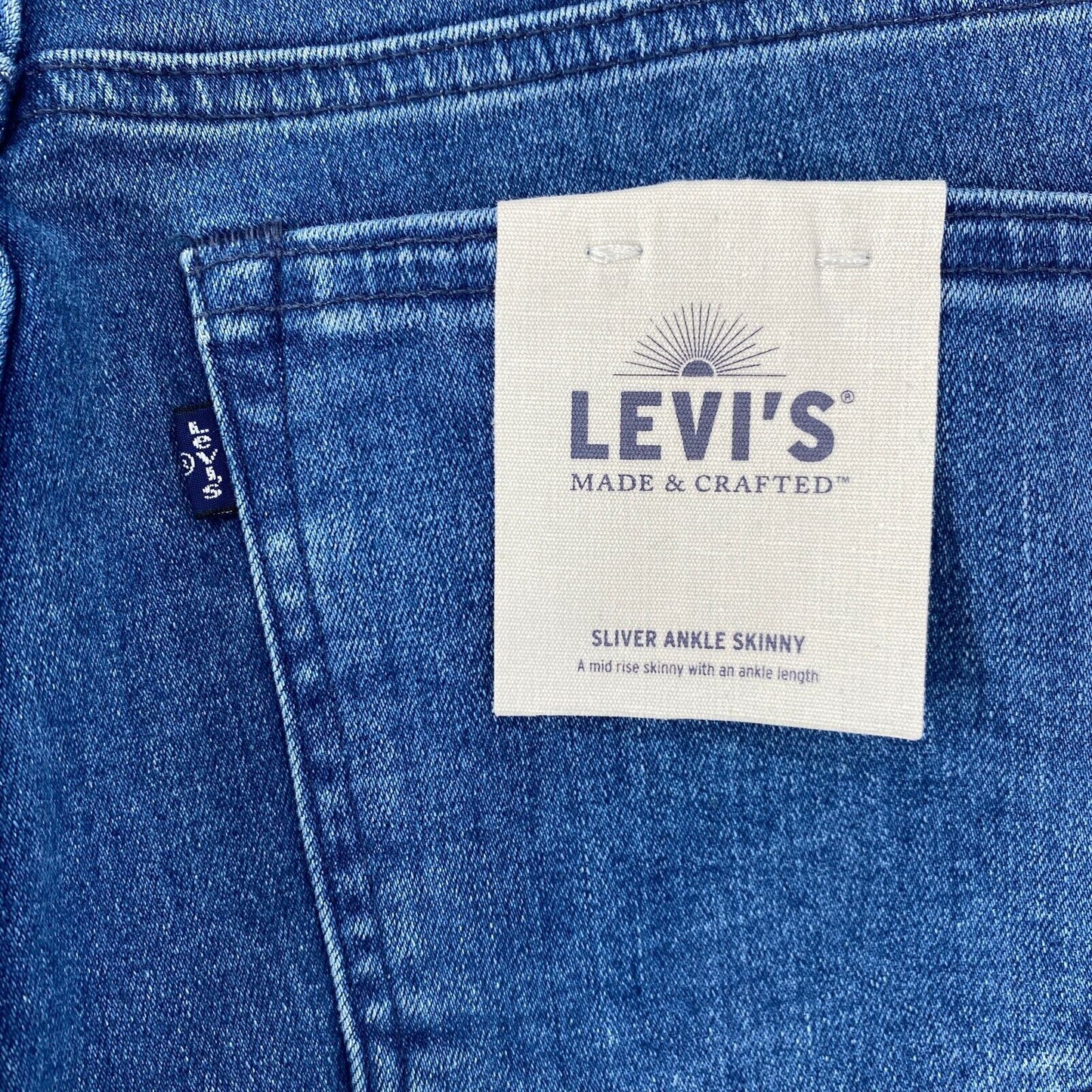 Levi's MADE & CRAFTED Women Blue Sliver Skinny Fit Ankle Cropped Jeans W26 L28