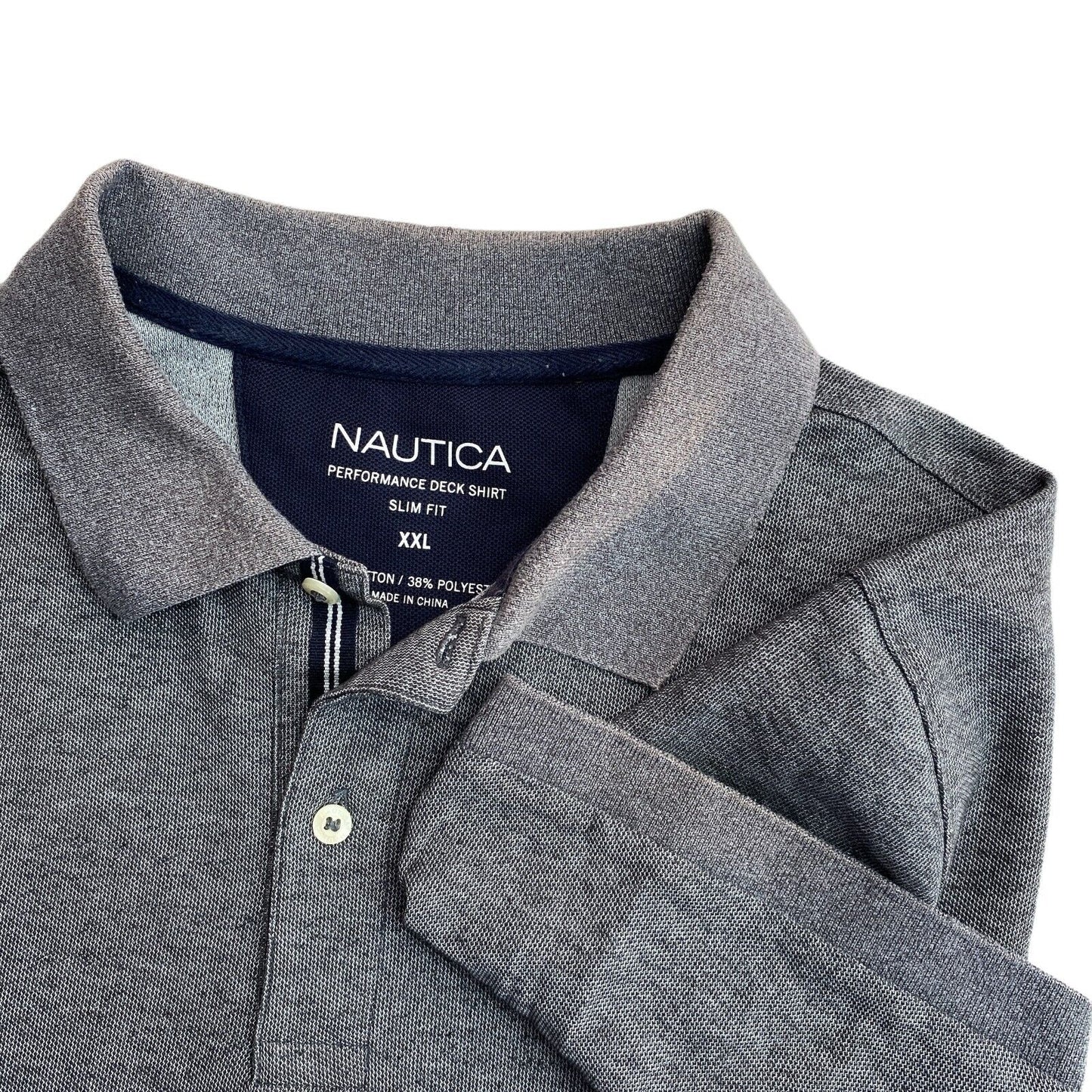 NAUTICA Dark Grey Slim Fit Pique Polo Shirt Size 2XL XXL