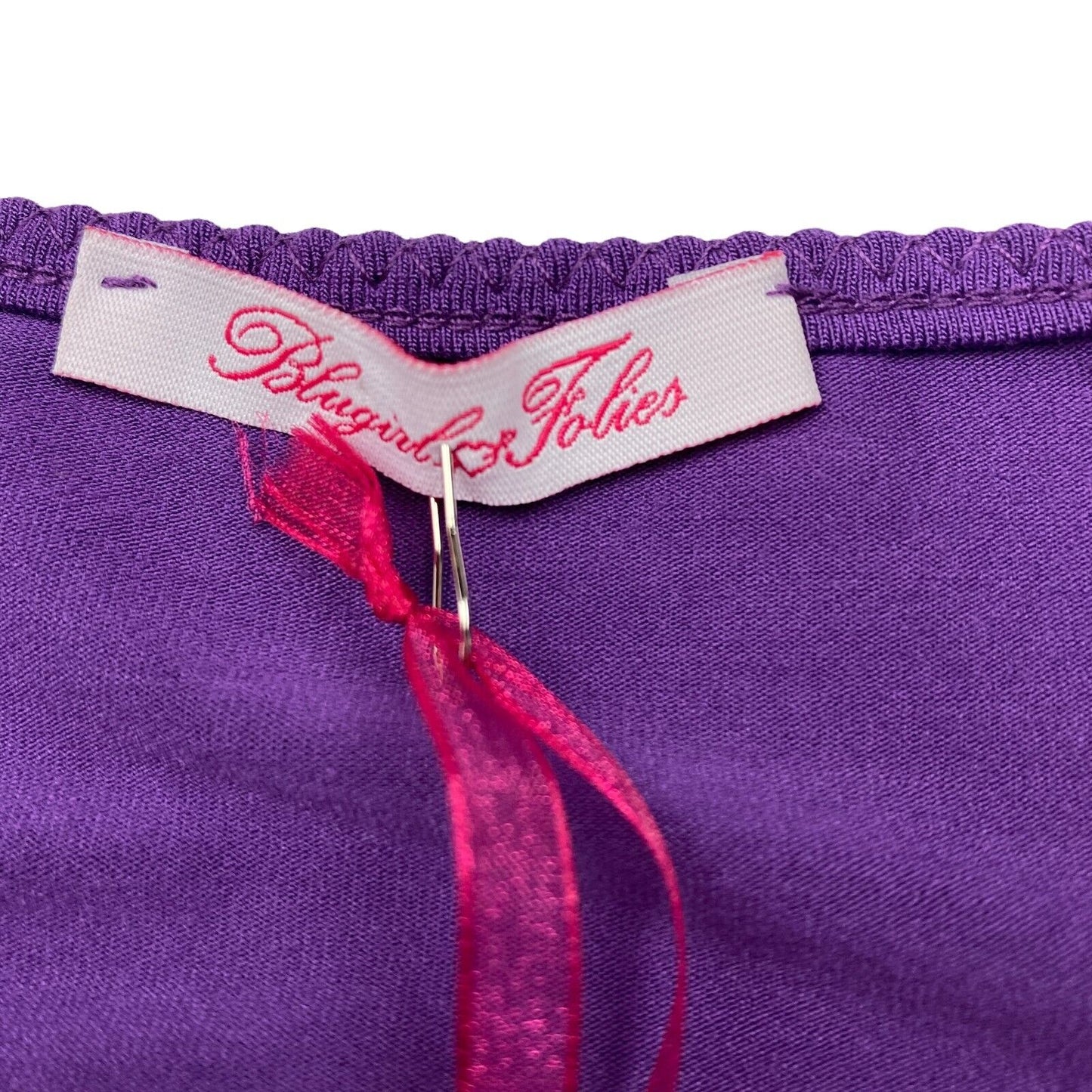 RPR €162 BLUGIRL FOLIES Purple Round Neck Top Blouse Size IT 42 EU 38 UK 10 US 8