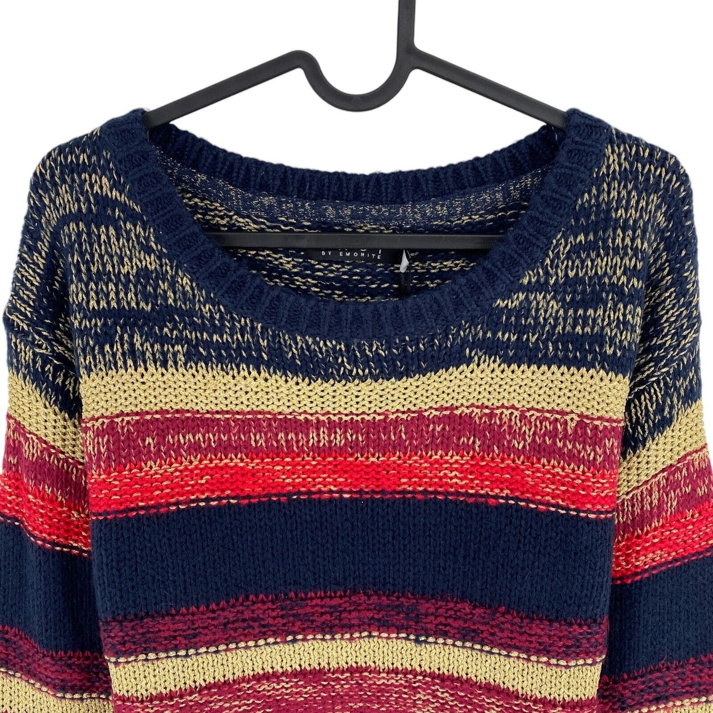 Emoi By Emonite Women Colored Striped Crew Neck Sweater Pullover Size L