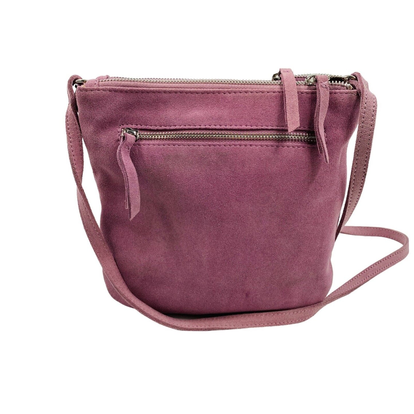 MAZARIN Dark Pink Suede Leather Handbag Shoulder Bag Crossbody Bag