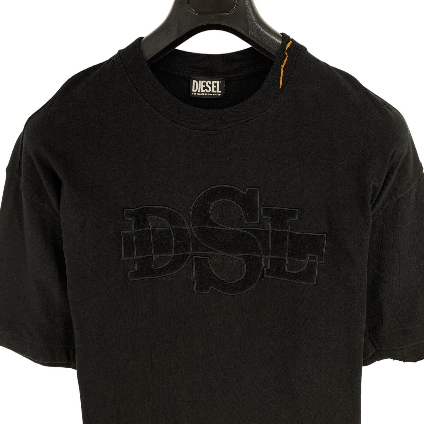 DIESEL Men Black T-WASHROT Distressed Crew Neck Short Sleeve T Shirt Size L