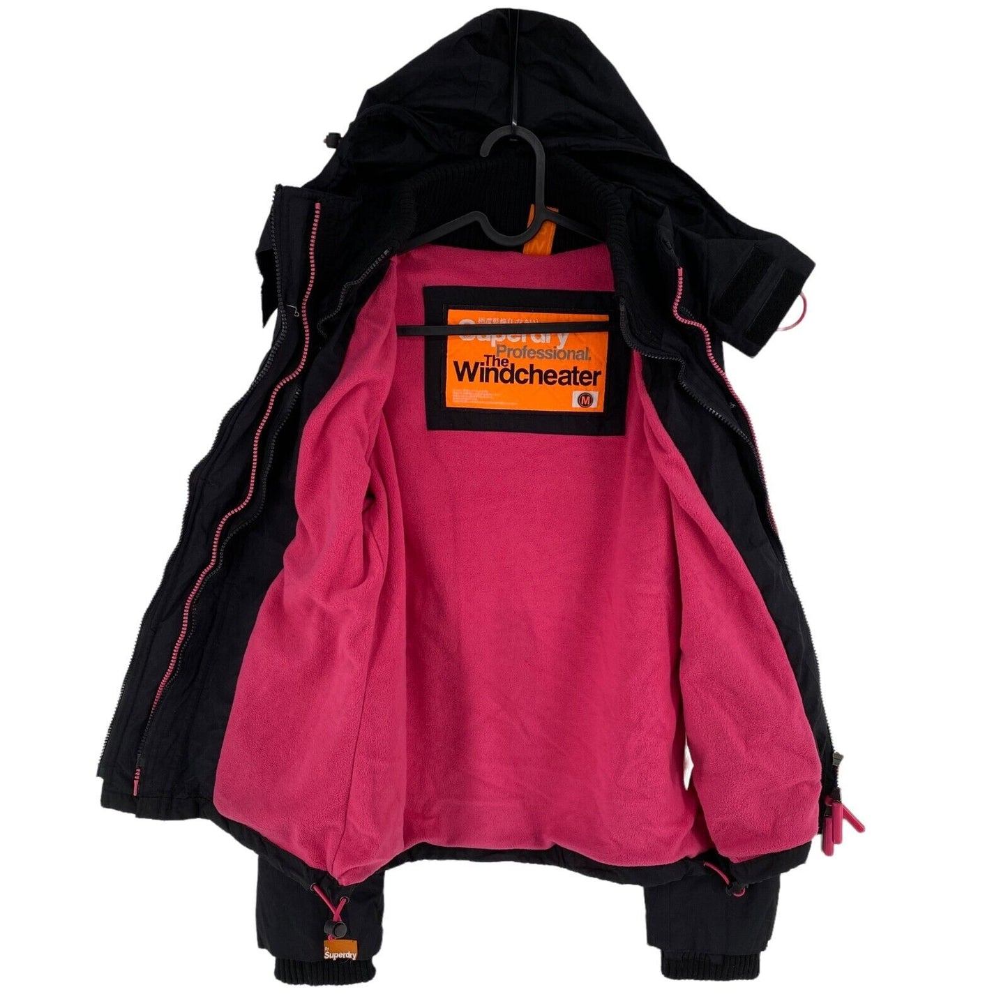 SUPERDRY Professional The Windcheater Black Hooded Jacket Size M