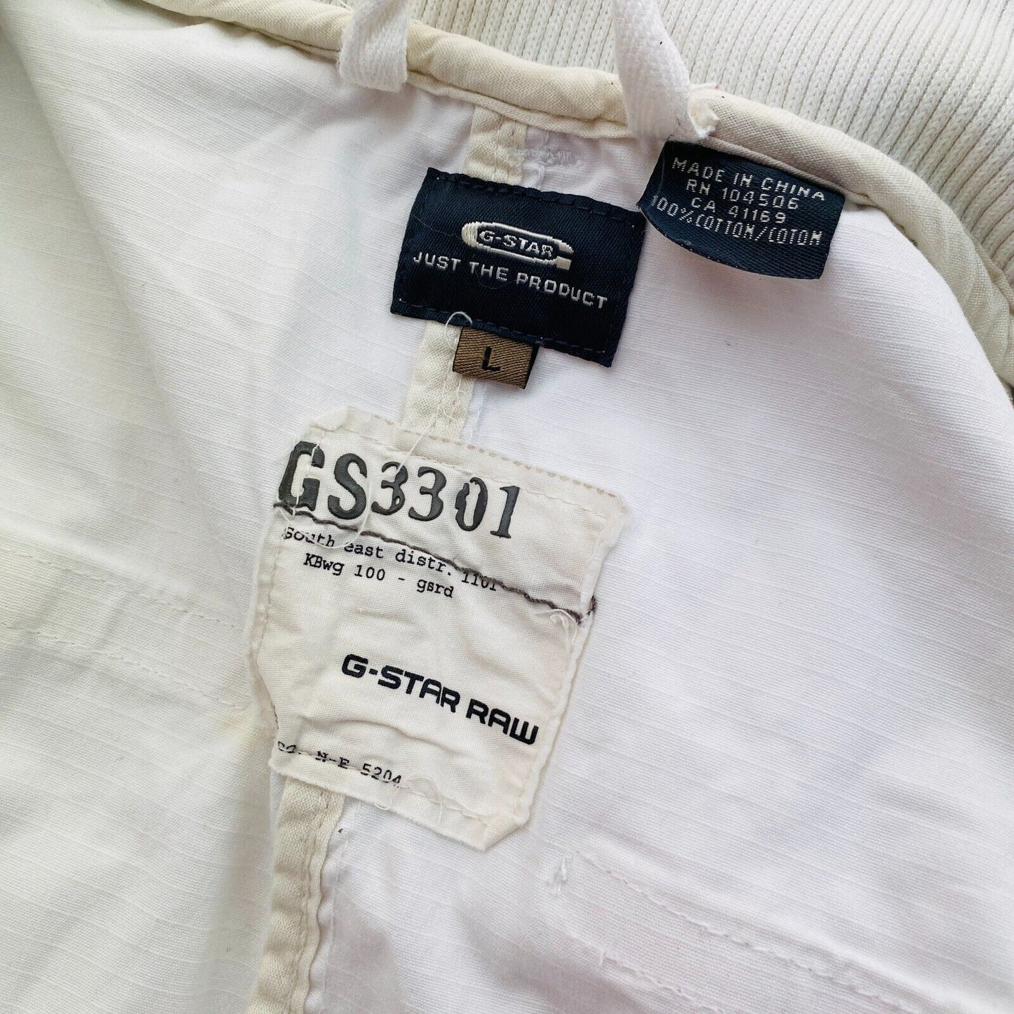 G-Star RAW White 100% Cotton Rourke Jacket Coat Size L