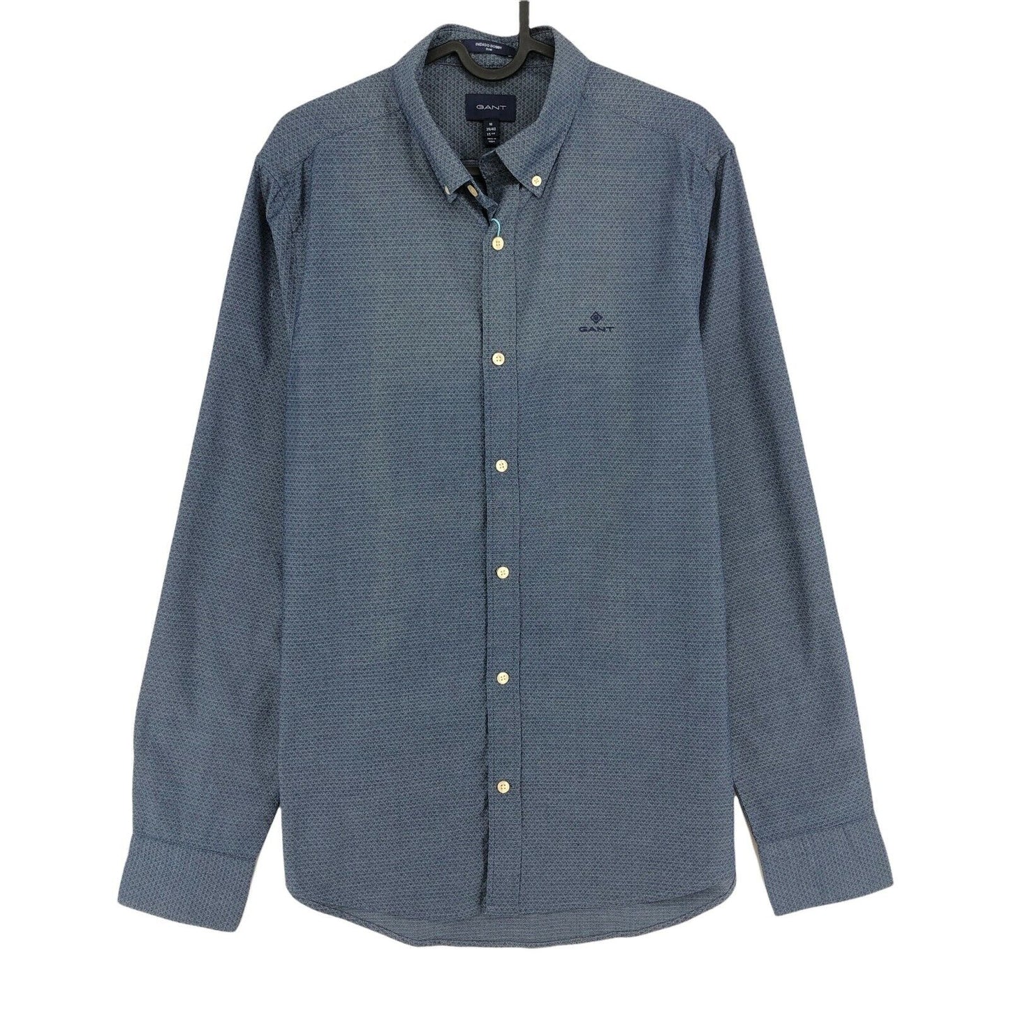 GANT Navy Blue Tech Prep Slim Indigo Dobby Slim Shirt Size M L XL