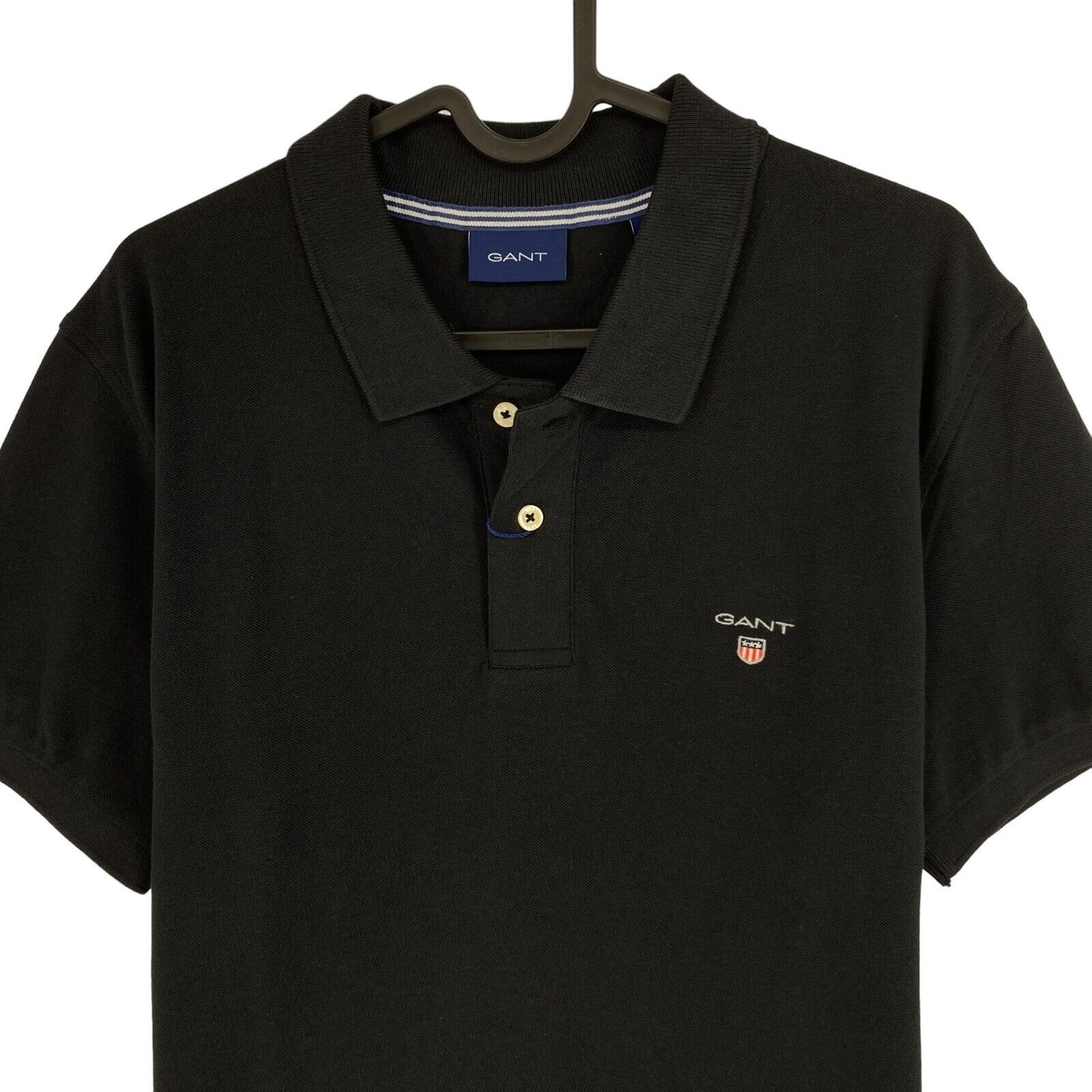 GANT Black Pique Rugger Polo Shirt Size L