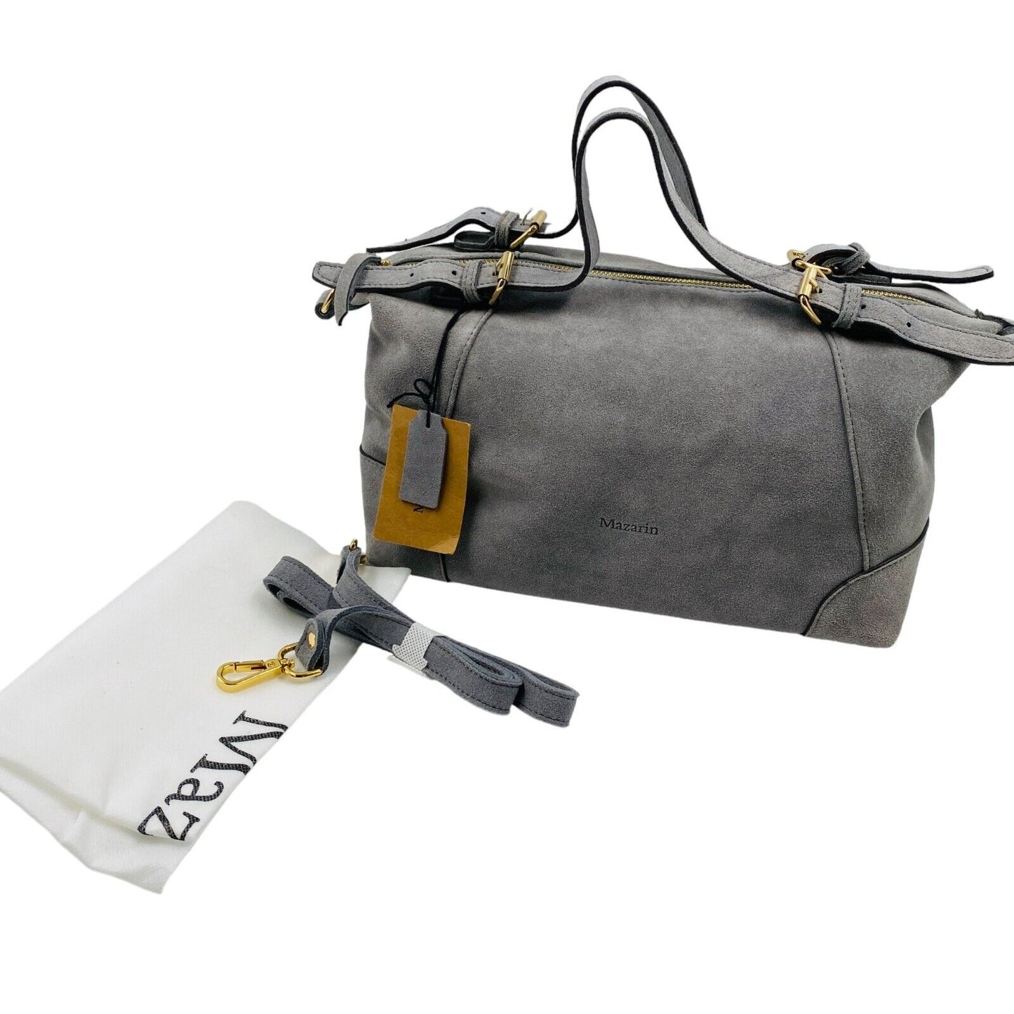 MAZARIN Grey Suede Leather Bag Handbag Shoulder Bag