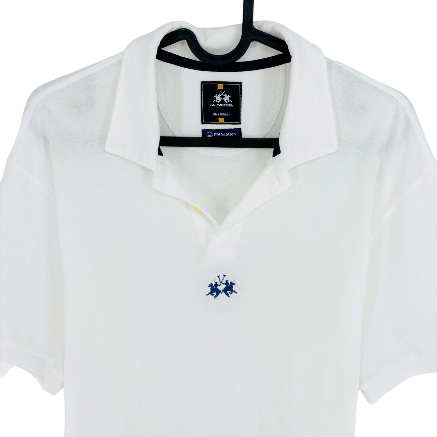 LA MARTINA Blue Ribbon Weißes Stretch-Poloshirt Größe M