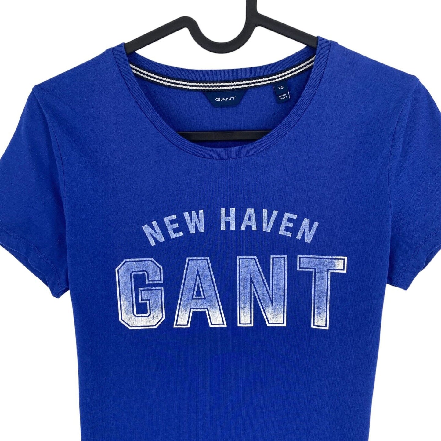 GANT Women Navy Blue Logo Crew Neck T Shirt Size XS