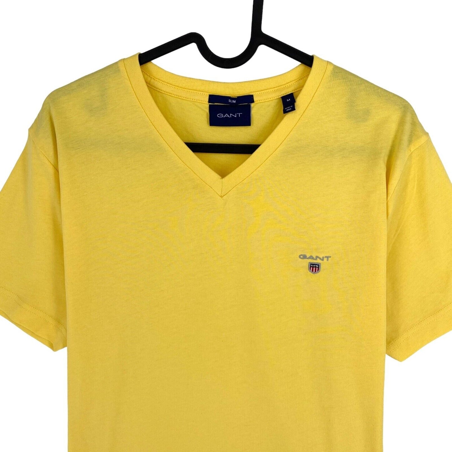 GANT Men Yellow Original Slim Fit V Neck Short Sleeves T-Shirt Size M