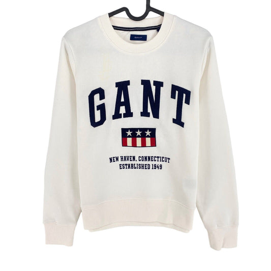 GANT White Logo Crew Neck Sweater Jumper Size XS