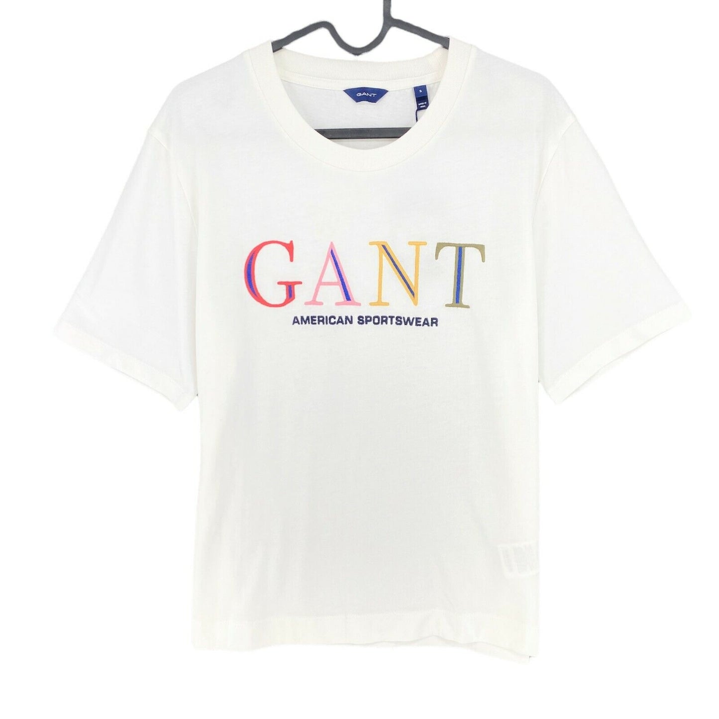 GANT T-Shirt mit Rundhalsausschnitt und Grafik, Weiß, Größe S