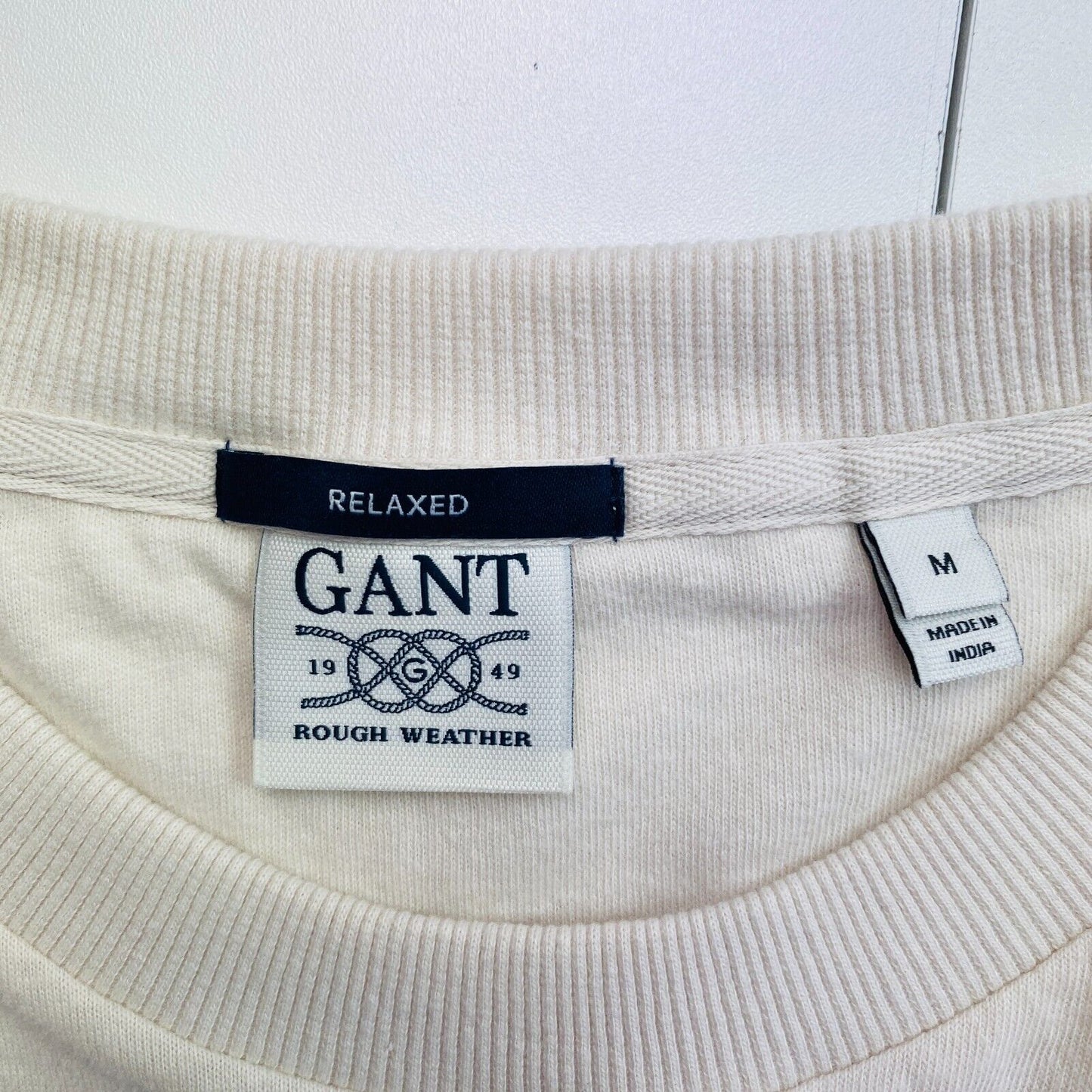 GANT ROUGH WEATHER Men Beige RW Relaxed Crew Neck Short Sleeves T Shirt Size M