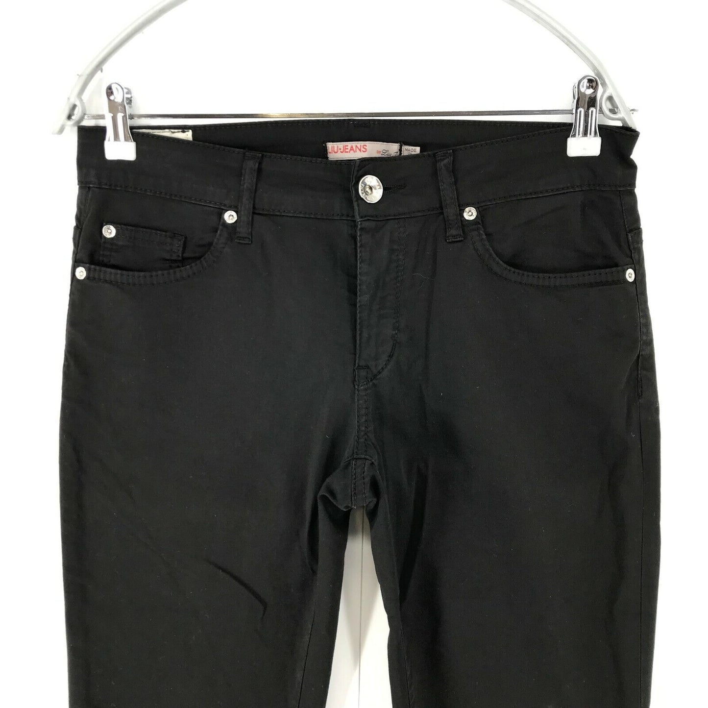 Liu Jeans Damen Schwarze Chinohose mit entspannter, gerader Passform, Größe W31, hergestellt in Italien