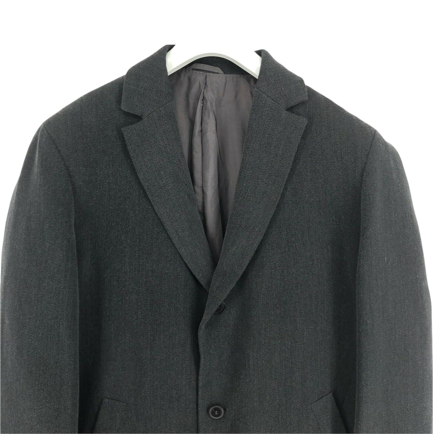 HUGO BOSS Dark Grey 100% Wool Over Jacket Coat Size EU 52 UK/US 42