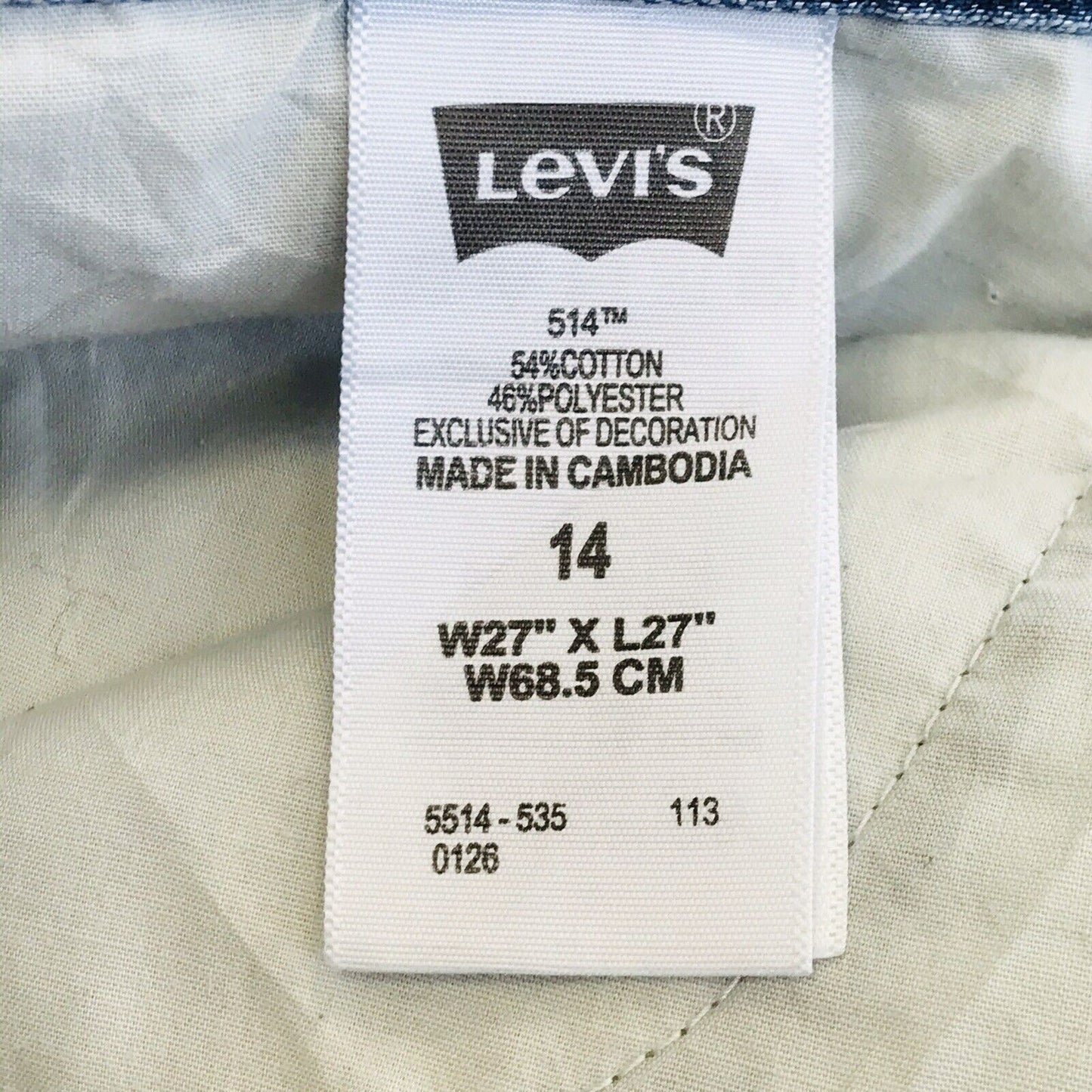 Vintage Levi's 514 Blue Slim Straight Fit Jeans 14 Reg / W27 L27