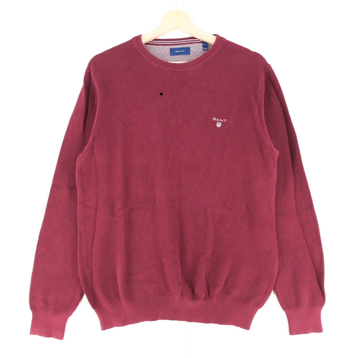 GANT Cherry Red Crew Neck 100% Cotton Jumper Sweater Pullover Size L