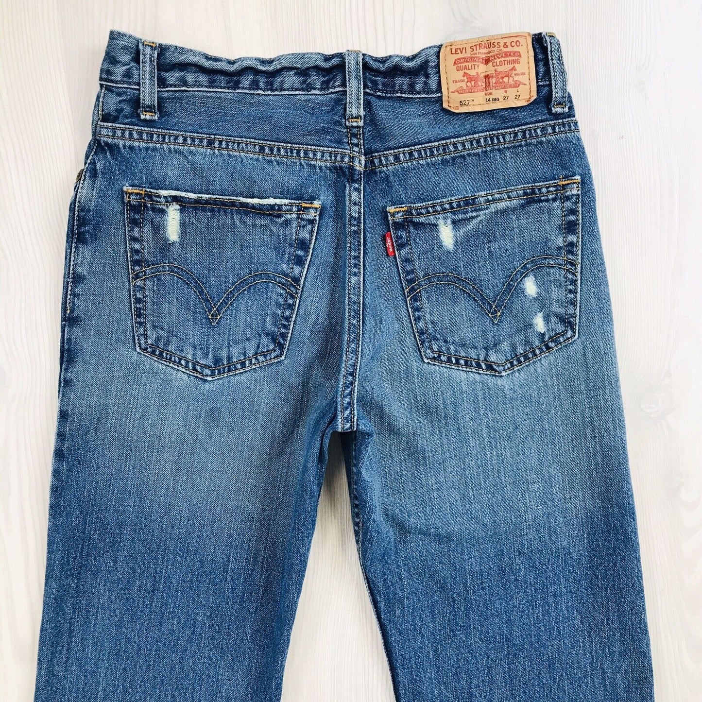 Levi's Damen 527 Blau Regular Bootcut Fit Jeans Größe 14 Reg / W27 L27