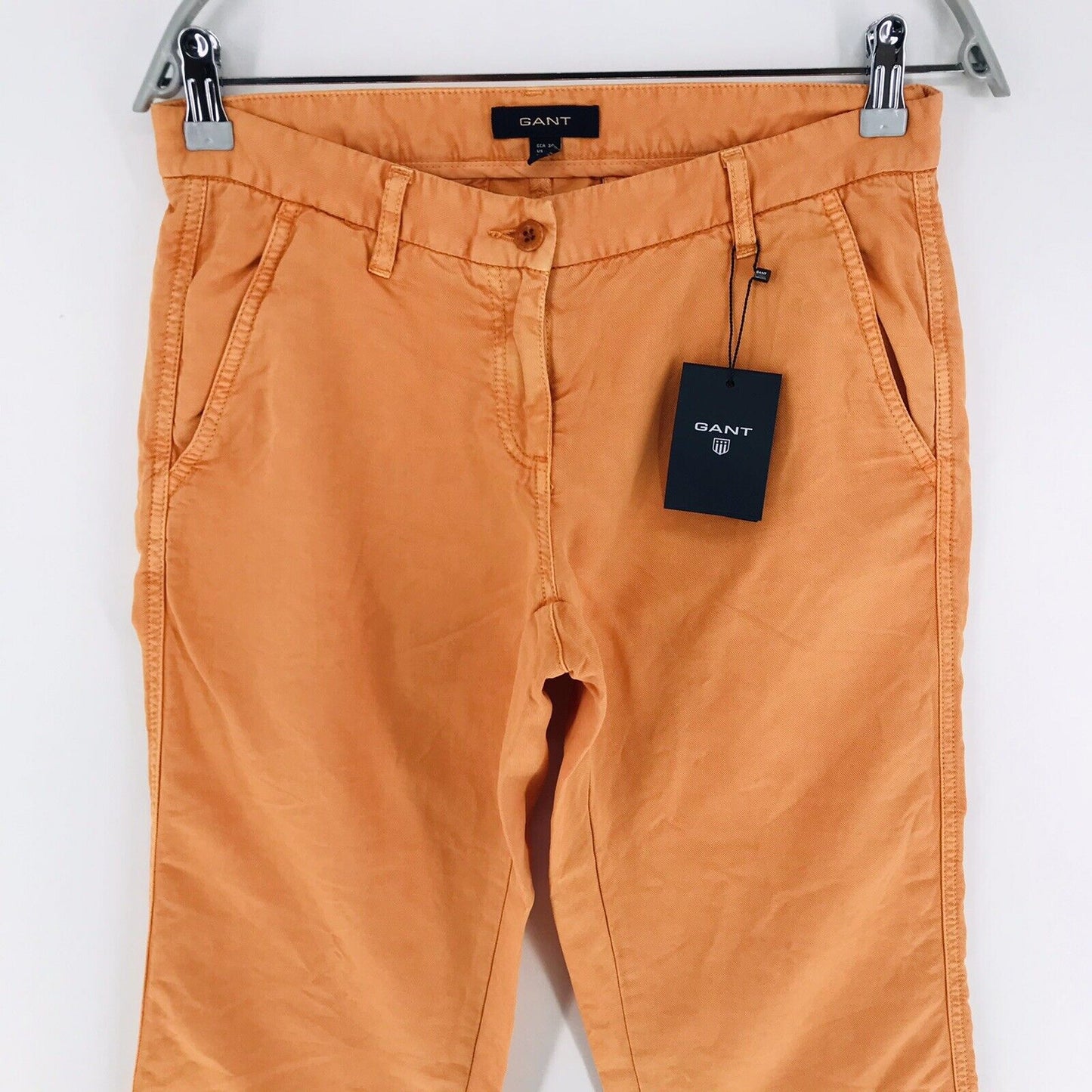 GANT Women Orange Relaxed Boyfriend Fit Linen Blend Trousers EUR 36 US 6 UK 10