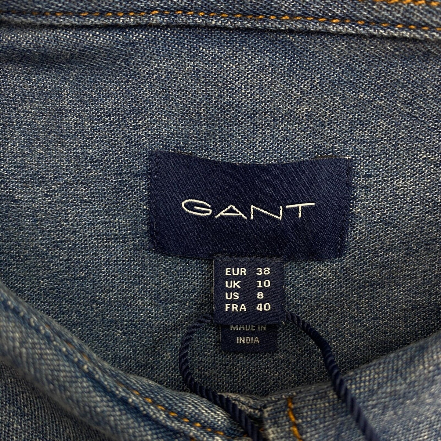 GANT Women Navy Blue Denim Sawtooth Long Sleeves Shirt Size EU 38 UK 10 US 8