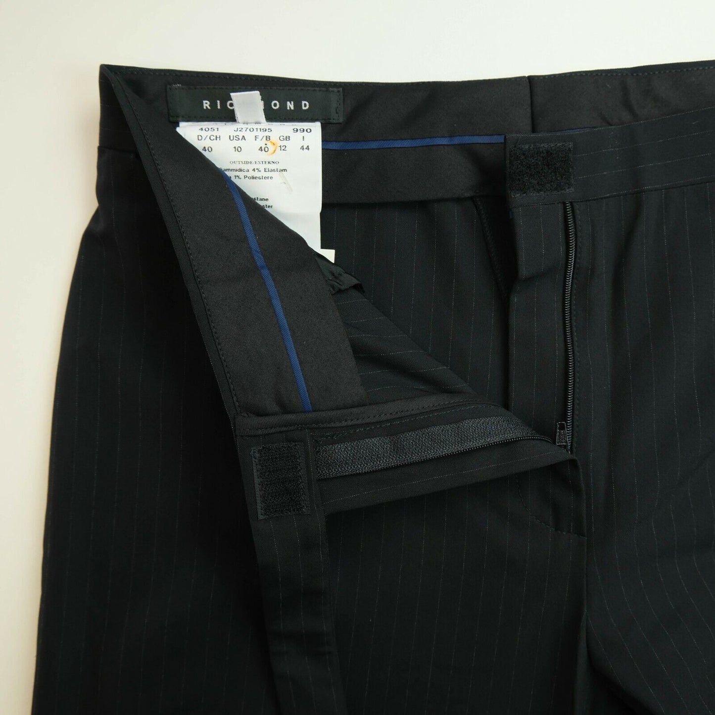 John RICHMOND Black Straight Striped Trousers Size IT 44 EUR 40 UK 12 US 10