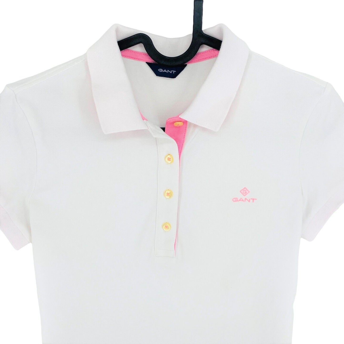 GANT White Contrast Collar Pique Polo Shirt Size XS