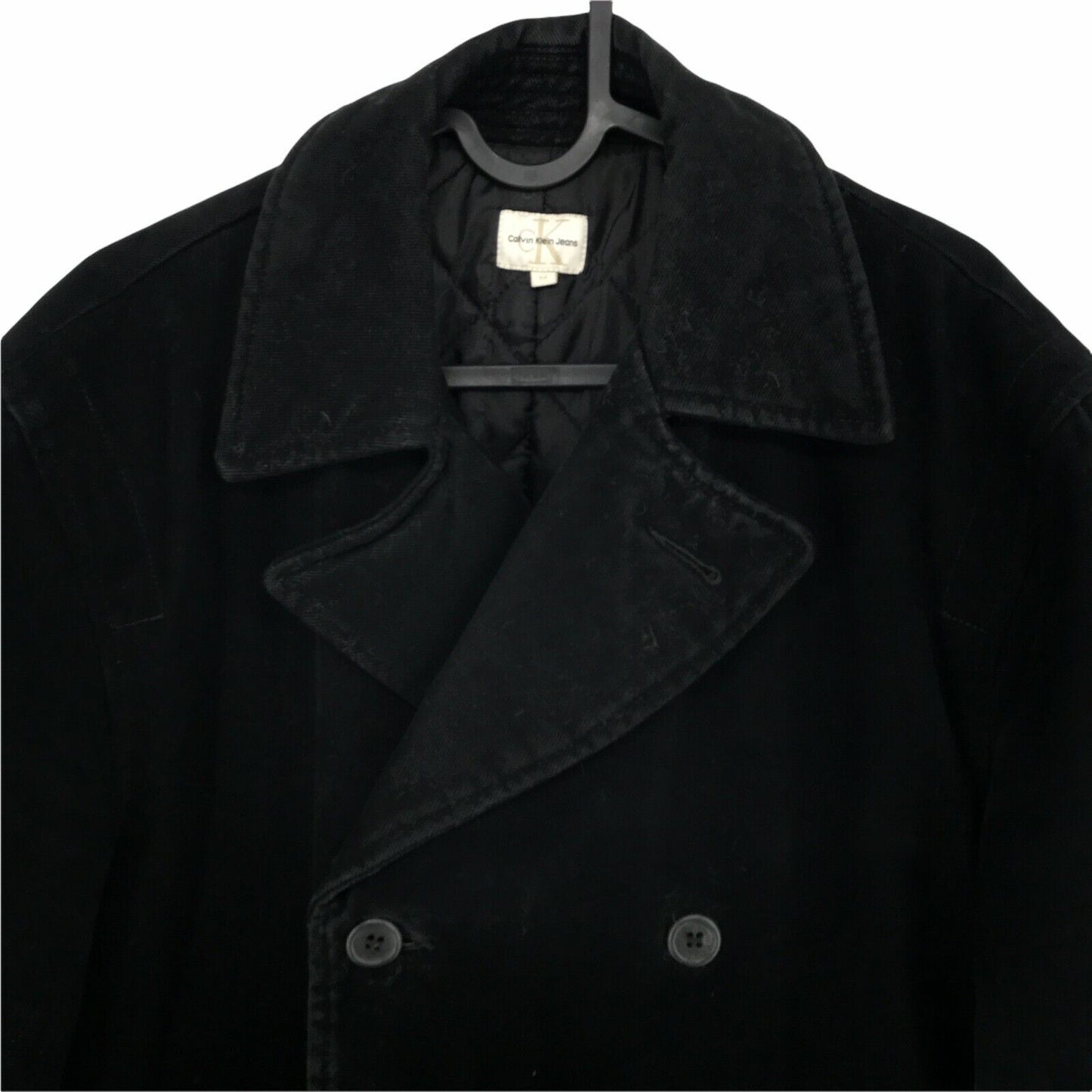 Calvin Klein Jeans Black 100% Cotton Over Pea Jacket Coat Size M