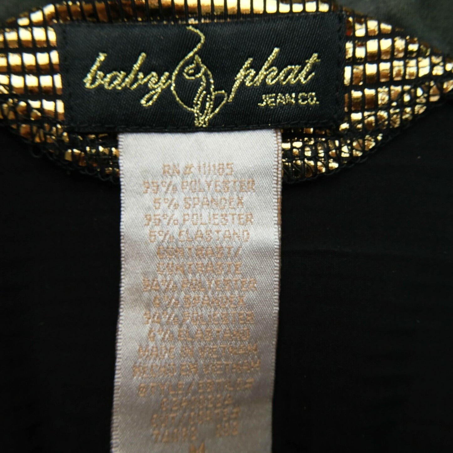 BABY PHAT Dark Grey Gold Crew Neck Flared Blouse T Shirt Size M L