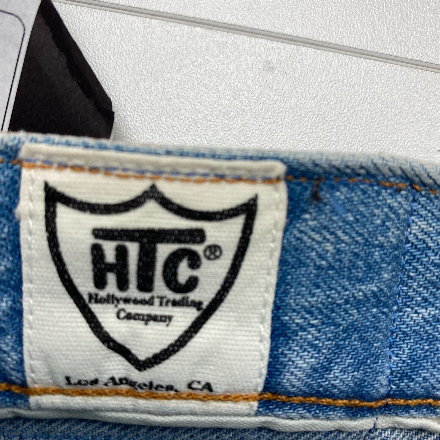 UVP €194 HTC Blau 100% Baumwolle Denim Bermuda Shorts Größe W26 W27