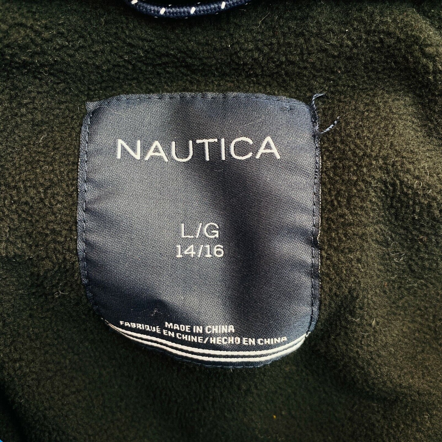 NAUTICA Navy Blue Hooded Puffer Parka Jacket Coat Size L 14 / 16 Years