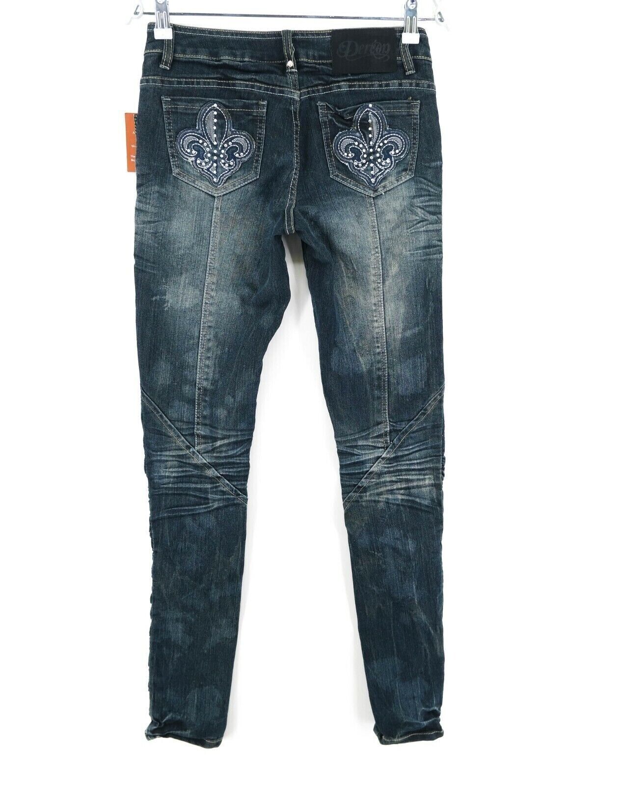 UVP €108 DEREON Dunkelblaue Skinny Fit Jeans Größe 3/4 W27