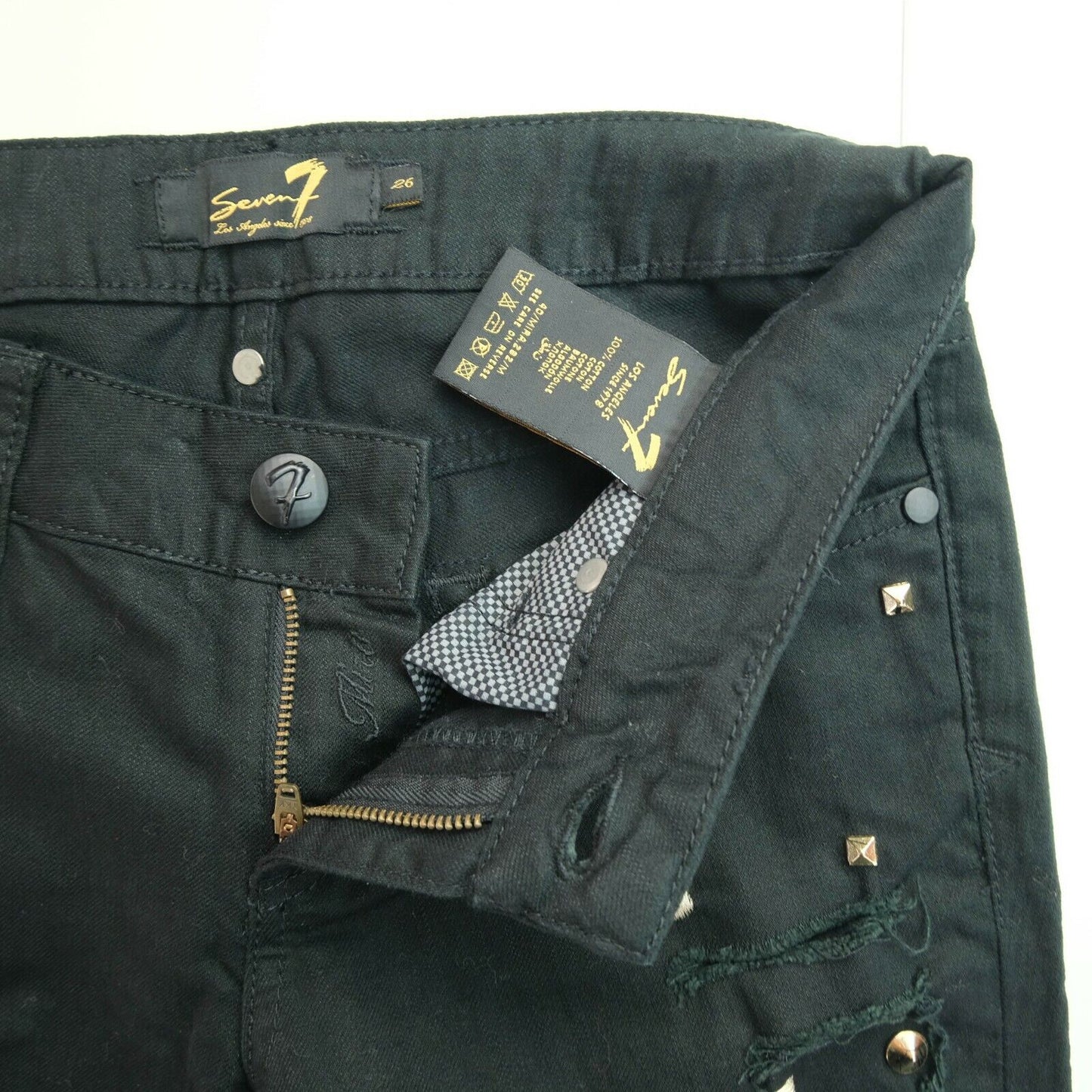 Seven7 Black Distressed Denim Jeans Size 26