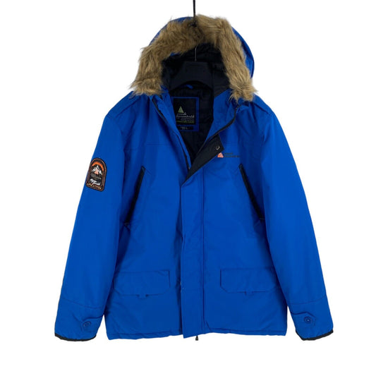 Peak Mountain Men Blue Hooded Ski Parka Jacket Coat Size L