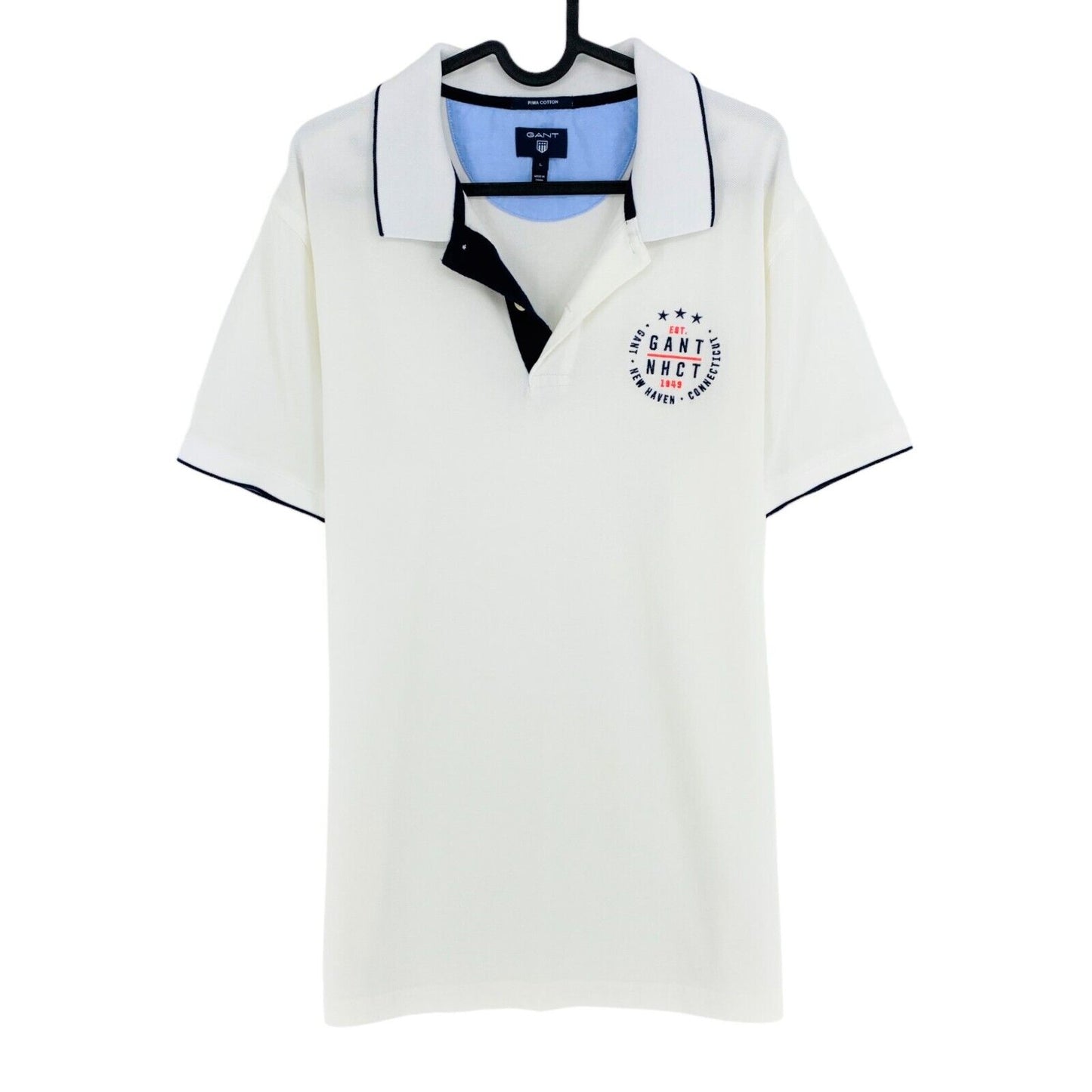 GANT White Pique Rugger Polo Shirt Size L