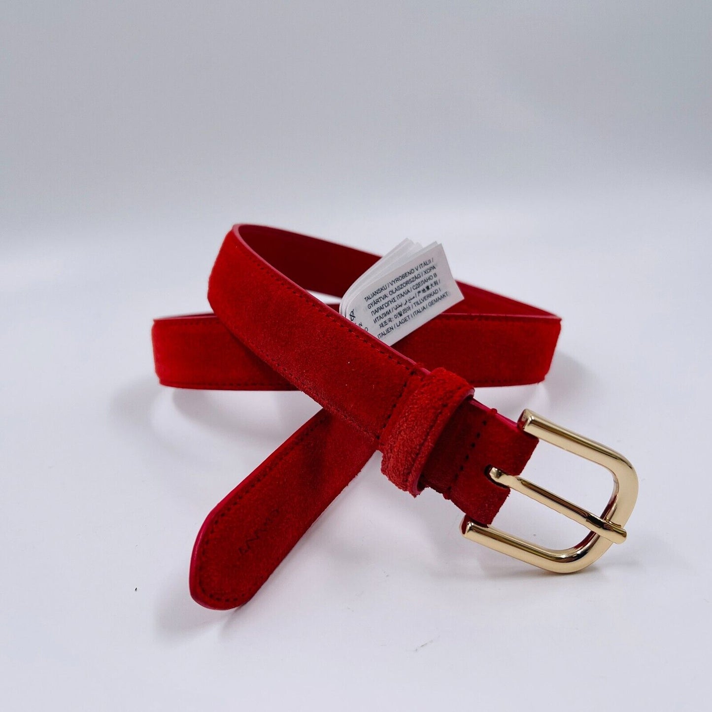 GANT Red 100% Suede Leather Belt Size 75 cm 30 in.