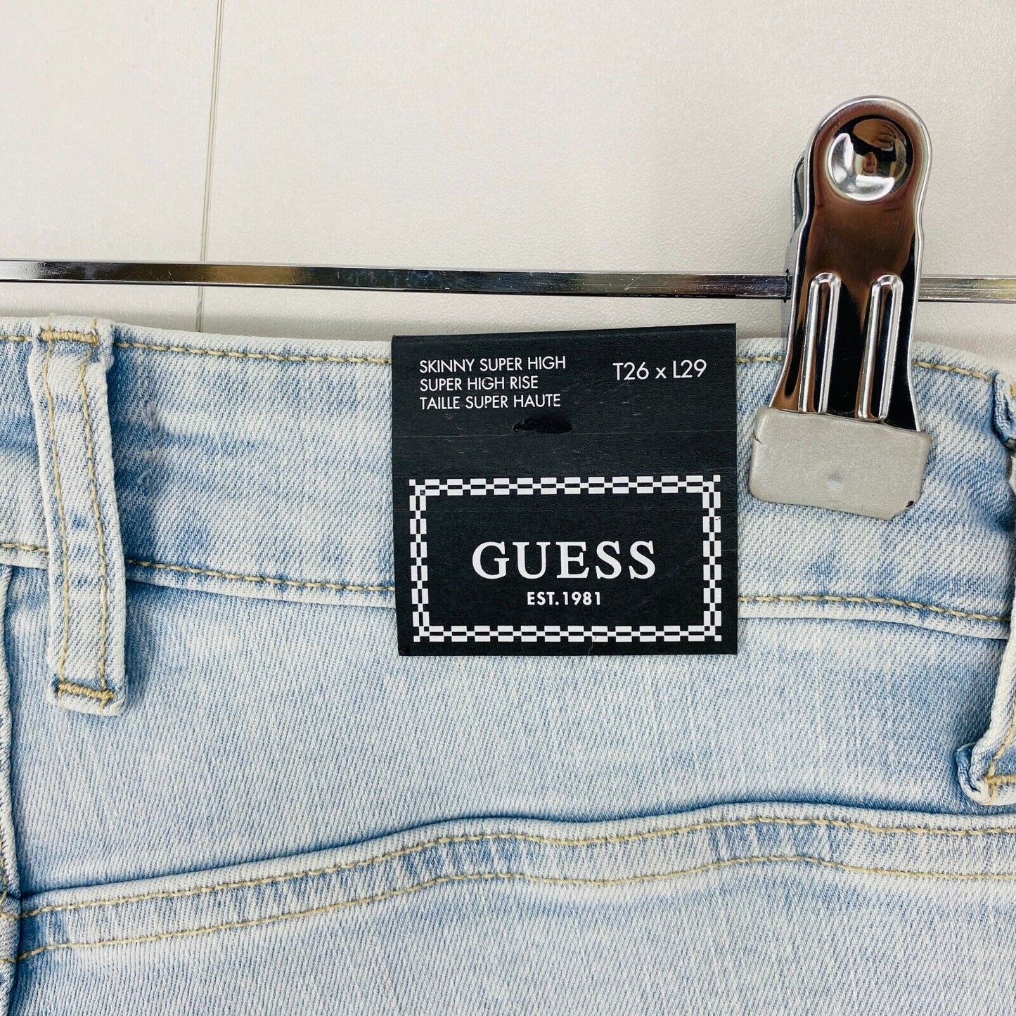 GUESS Women Blue High Waist Stretch Super Skinny Fit Jeans Size W26