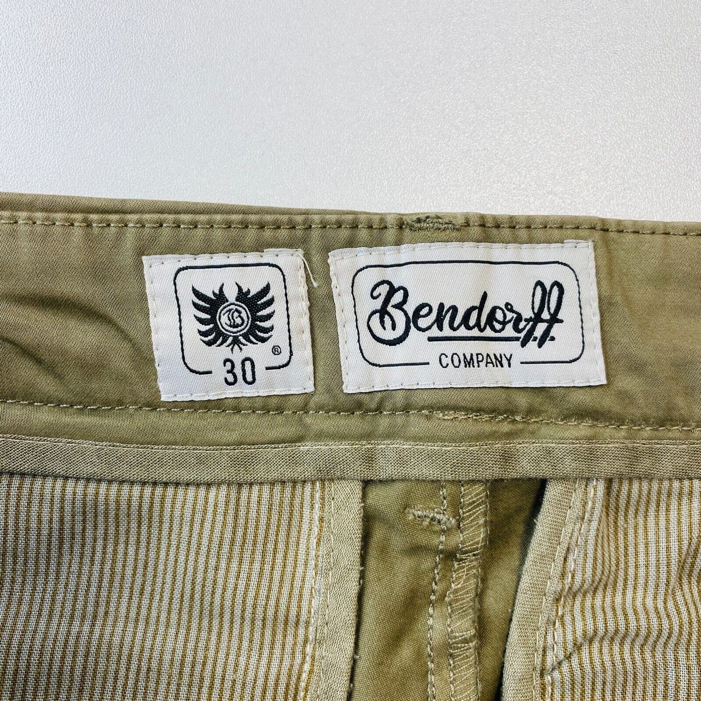 BENDORFF Mens Beige Stretch Slim Fit Chino Trousers Size W30