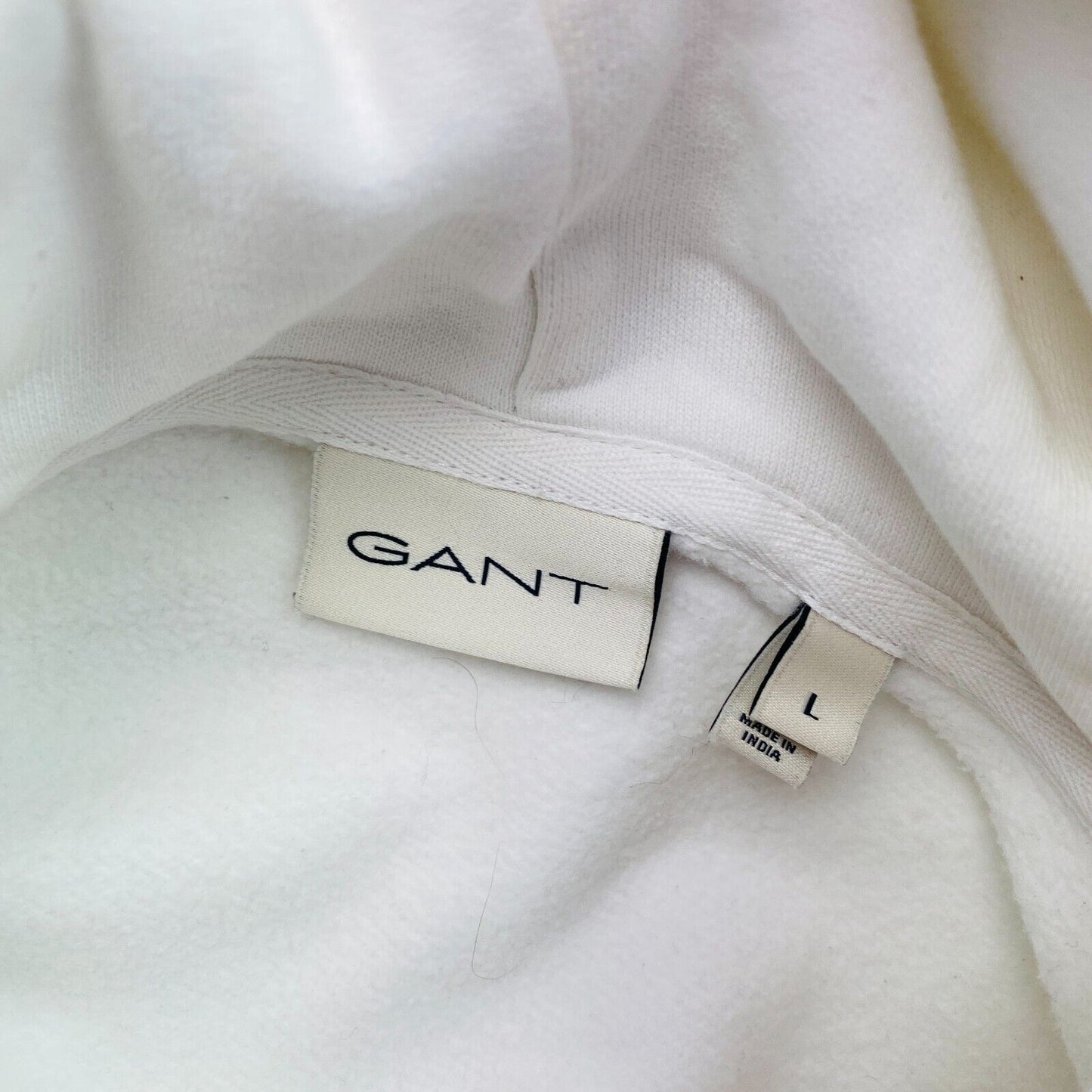 GANT Men White Tonal Archive Shield Hoodie Sweater Jumper Size L