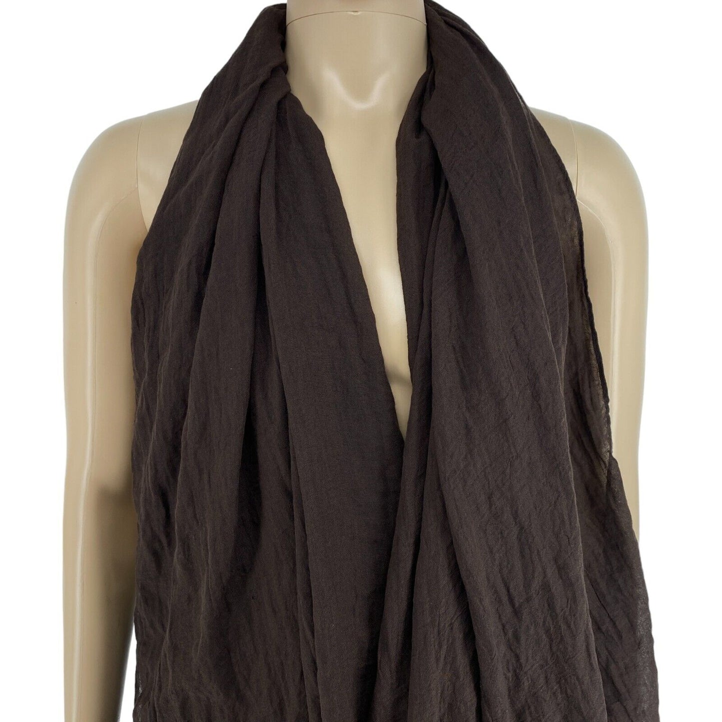 FRANSA Dark Brown Solid Scarf Shawl