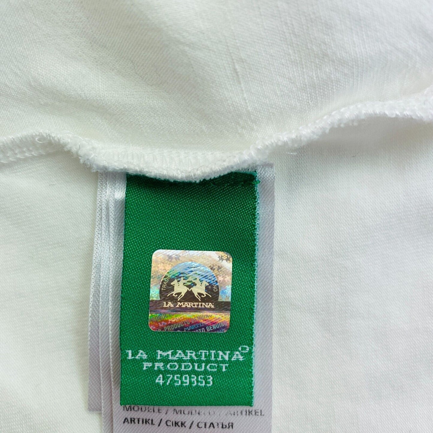 LA MARTINA White Linen Blend Crew Neck Blouse Size 5 / XL