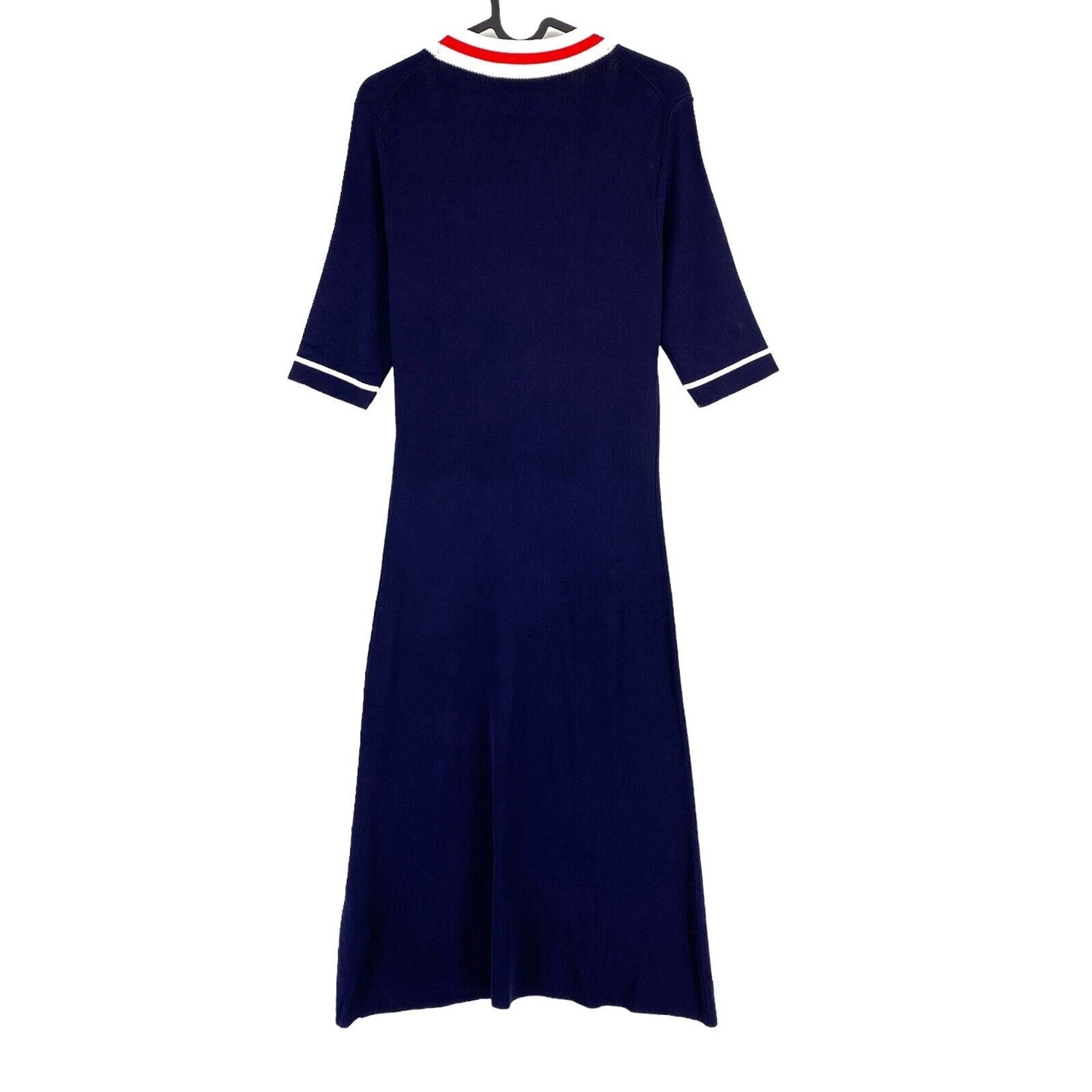 GANT Women Navy Blue Contrast Border V Neck A Line Shirt Dress Size S